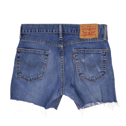 Levi's 511 Blue Denim Cut-Off Shorts W30 High-Quality Distressed Men’s Summer Casual