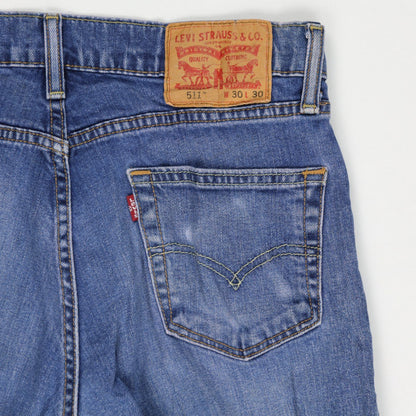 Levi's 511 Blue Denim Cut-Off Shorts W30 High-Quality Distressed Men’s Summer Casual