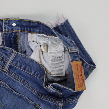 Levi's 511 Blue Denim Cut-Off Shorts W30 High-Quality Distressed Men’s Summer Casual