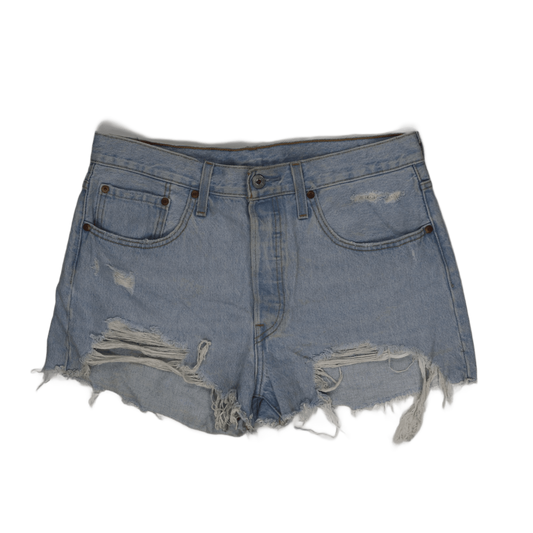 Levi's 501 Distressed Waterless Denim Shorts, Light Blue, Size W30 High Rise Vintage Look
