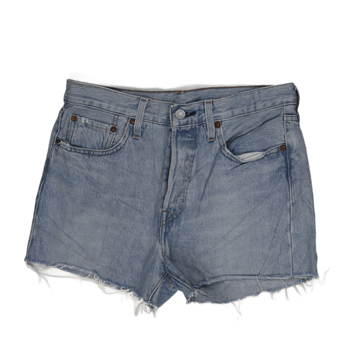 Levi's 501 Premium Light Blue Denim High Waisted Distressed Shorts W31