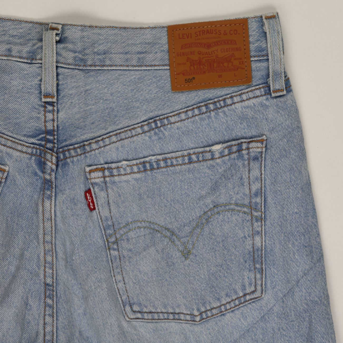 Levi's 501 Premium Light Blue Denim High Waisted Distressed Shorts W31