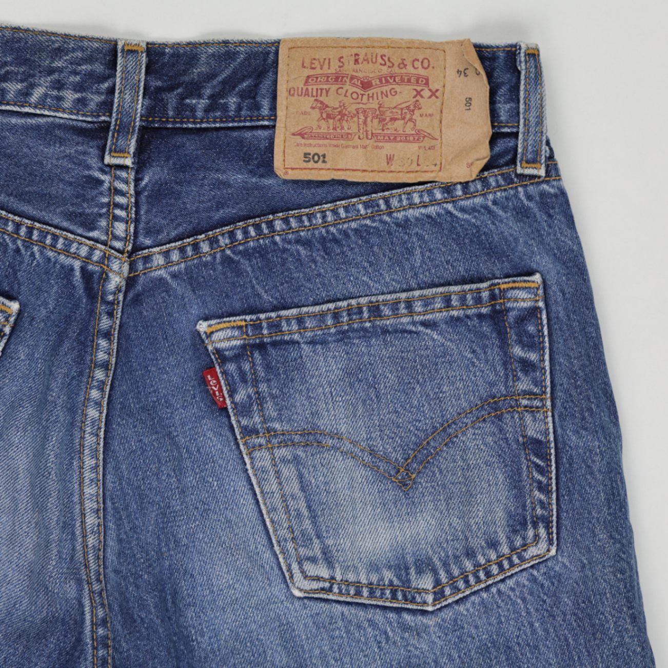 Levi’s 501 Vintage Cut-Off Denim Shorts Blue W30 L34 Authentic Distressed