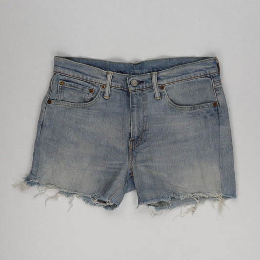 Levi's Vintage Blue Denim High-Waisted Distressed Shorts for Women, Size 28, Casual Streetwear