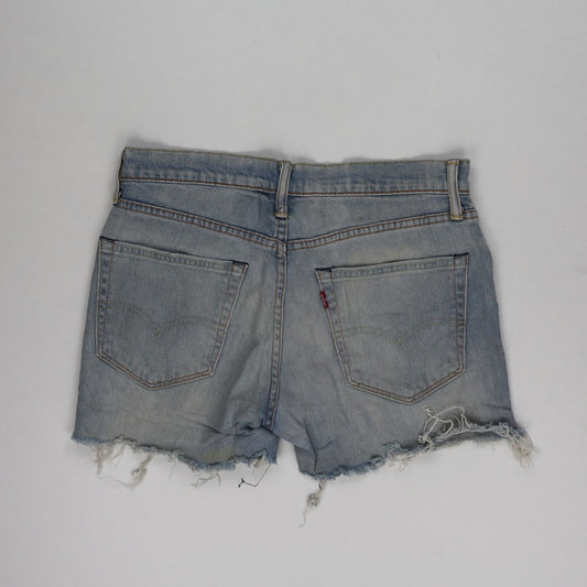 Levi's Vintage Blue Denim High-Waisted Distressed Shorts for Women, Size 28, Casual Streetwear