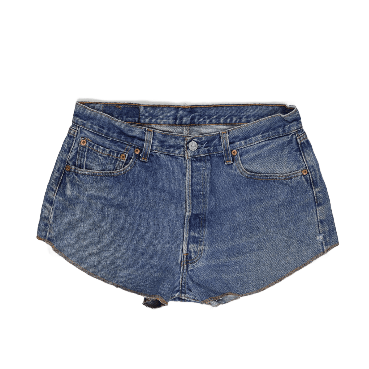 Levi's 501 Blue Denim High-Waisted Cut Off Shorts W34 L32 Vintage Style - Classic Summer Casual Womenswear