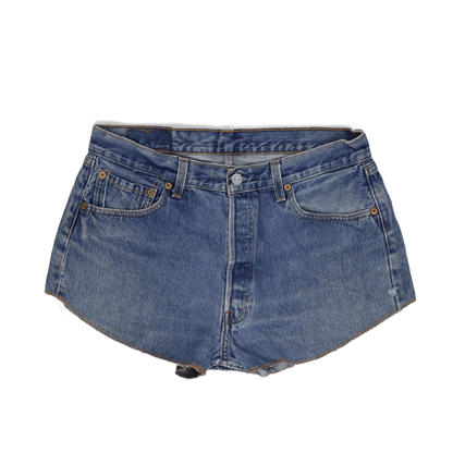 Levi's 501 Blue Denim High-Waisted Cut Off Shorts W34 L32 Vintage Style - Classic Summer Casual Womenswear