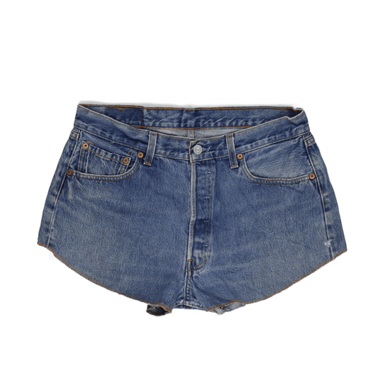 Levi's 501 Blue Denim High-Waisted Cut Off Shorts W34 L32 Vintage Style - Classic Summer Casual Womenswear