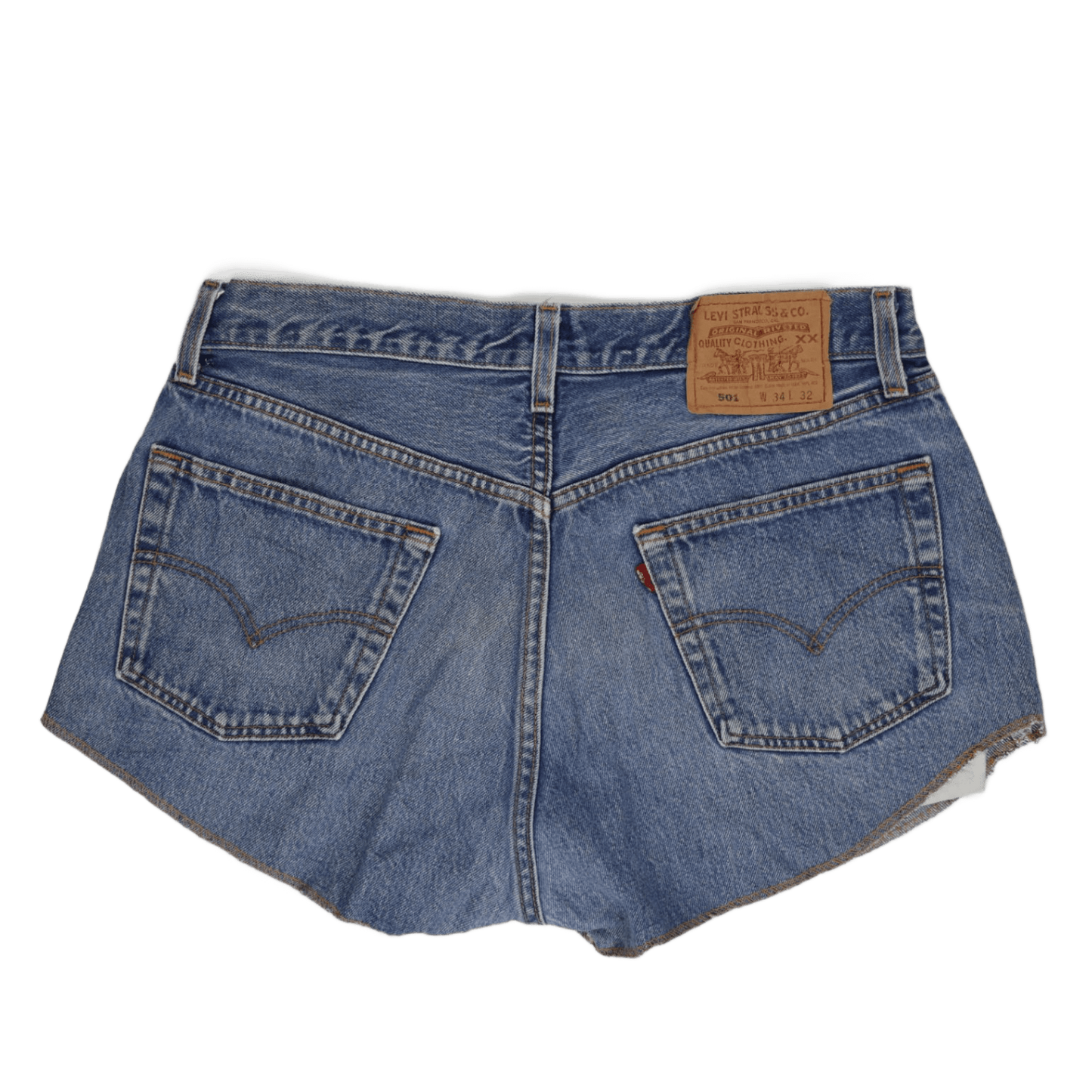 Levi's 501 Blue Denim High-Waisted Cut Off Shorts W34 L32 Vintage Style - Classic Summer Casual Womenswear