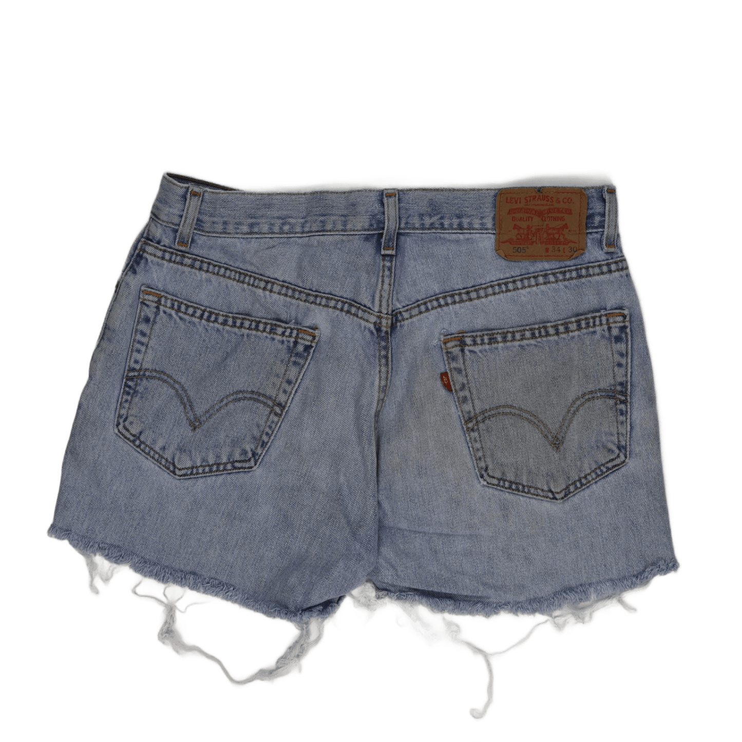 Levi's 505 Regular Fit Distressed Denim Shorts W34 L30 Vintage Blue Men
