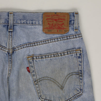 Levi's 505 Regular Fit Distressed Denim Shorts W34 L30 Vintage Blue Men