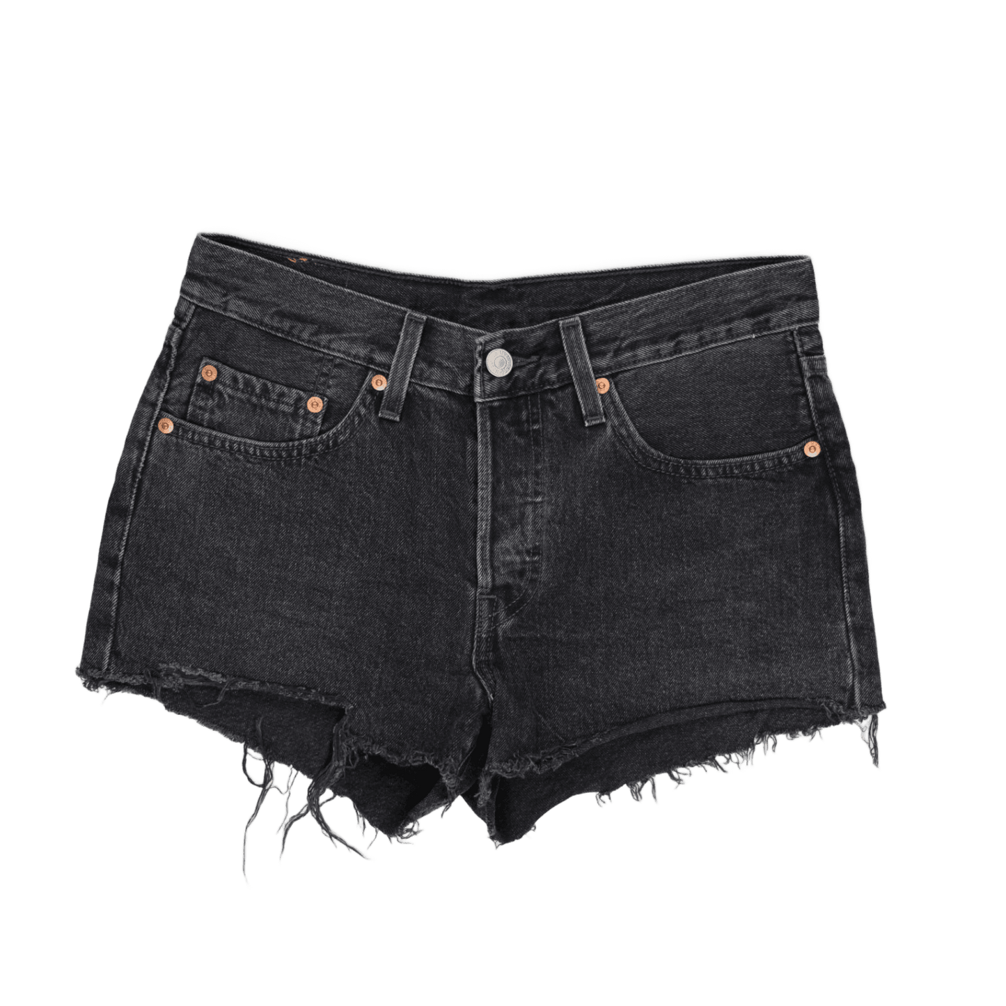 Levi's 501® High Rise Black Denim Cut-Off Shorts W31 L34, Distressed Women's Summer Fashion