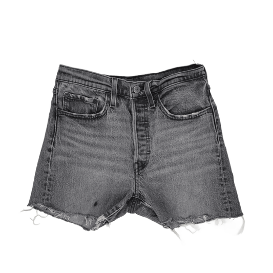 Levi's High Waisted Grey Distressed Denim Shorts, Women's Size Small, Raw Hem, Vintage Style