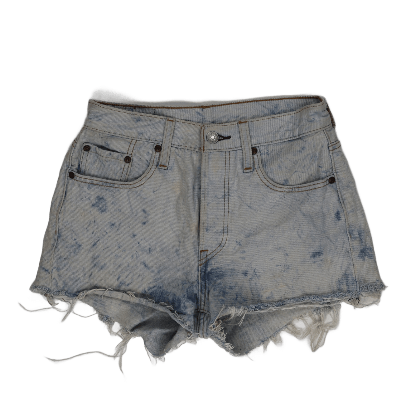 Levi's 501 Waterless High Rise Acid Wash Distressed Denim Shorts Womens 28 Tag Vintage Blue