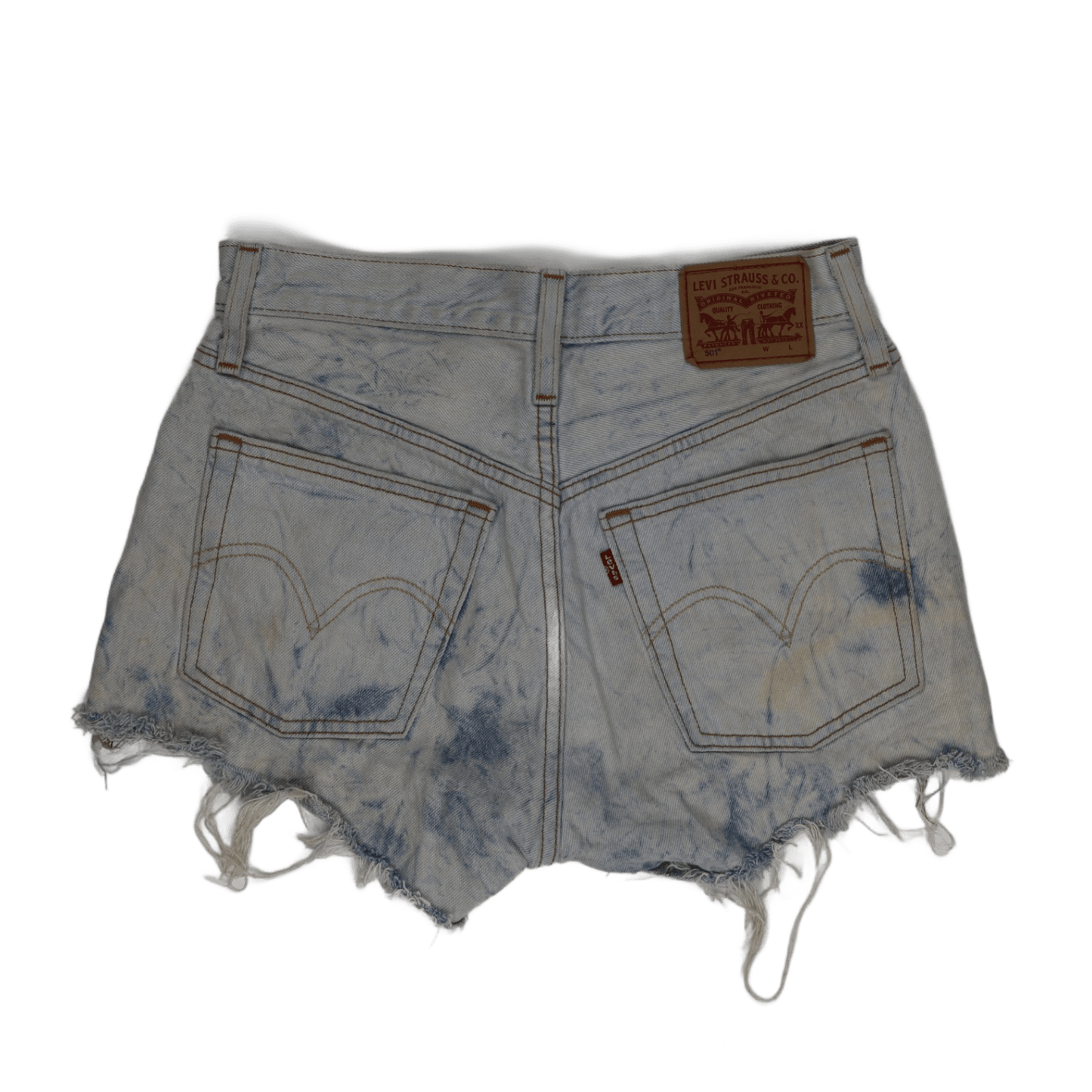 Levi's 501 Waterless High Rise Acid Wash Distressed Denim Shorts Womens 28 Tag Vintage Blue