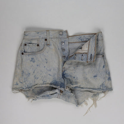 Levi's 501 Waterless High Rise Acid Wash Distressed Denim Shorts Womens 28 Tag Vintage Blue