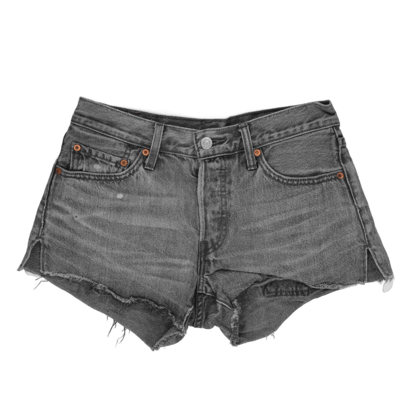Levi's 501® Grey Distressed Denim High Waisted Shorts L W30 Vintage Style