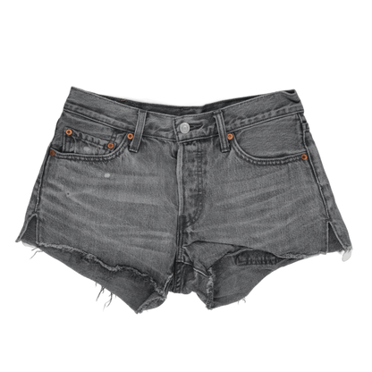 Levi's 501® Grey Distressed Denim High Waisted Shorts L W30 Vintage Style