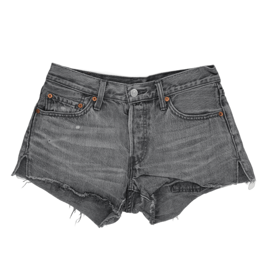 Levi's 501® Grey Distressed Denim High Waisted Shorts L W30 Vintage Style