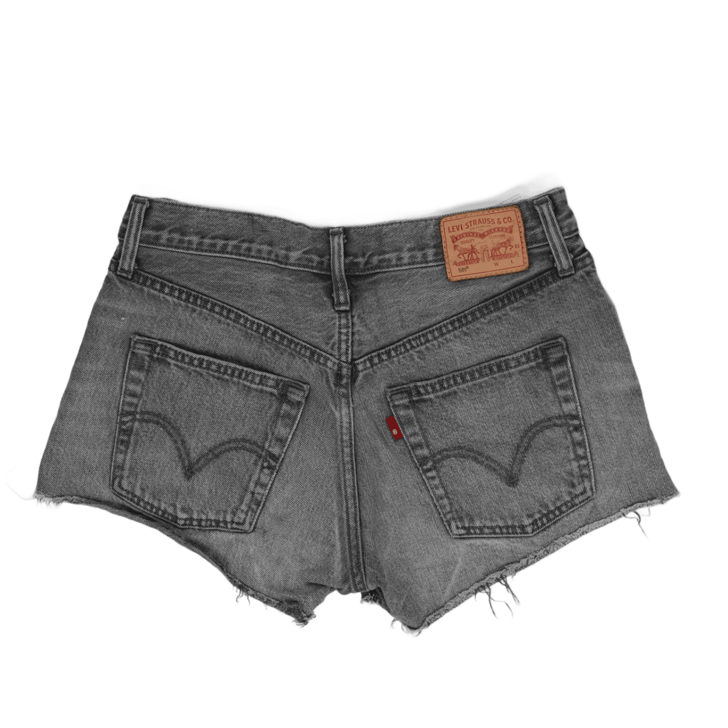 Levi's 501® Grey Distressed Denim High Waisted Shorts L W30 Vintage Style