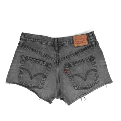 Levi's 501® Grey Distressed Denim High Waisted Shorts L W30 Vintage Style