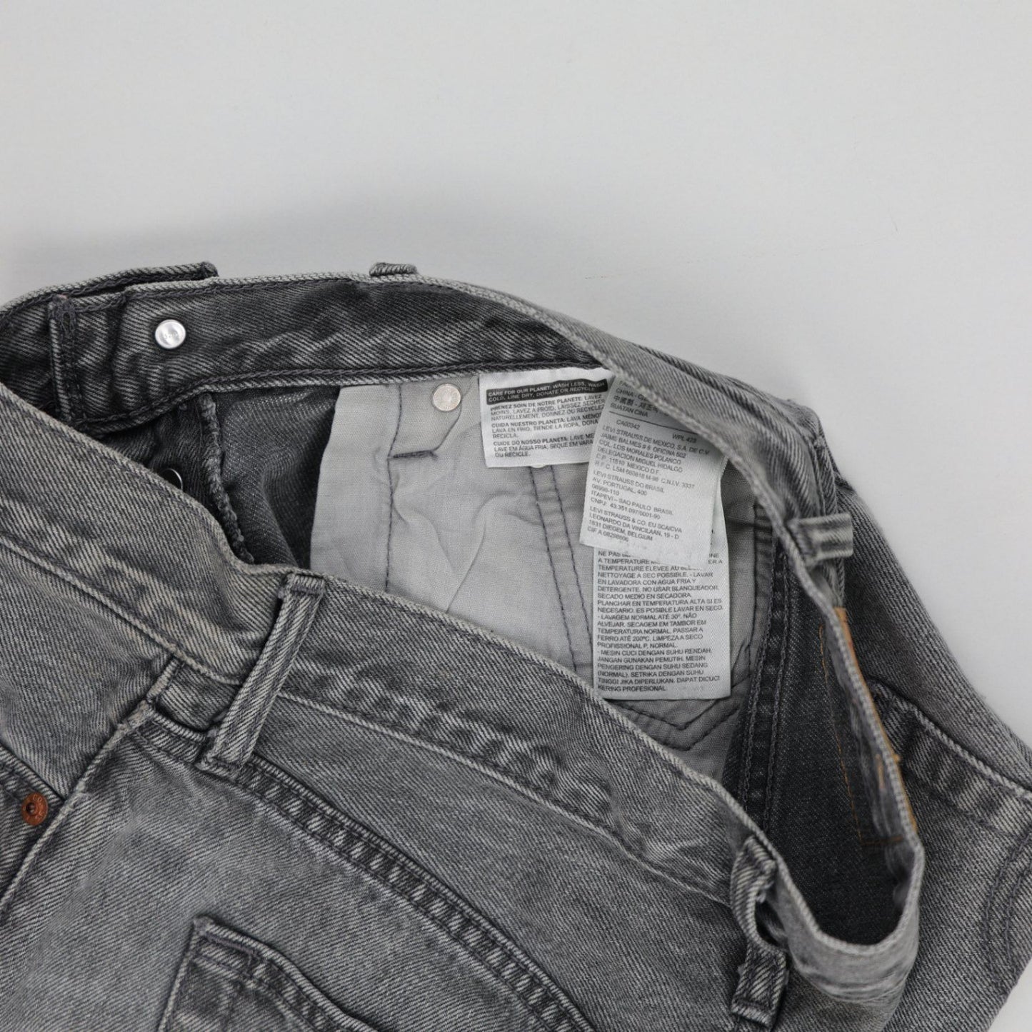 Levi's 501® Grey Distressed Denim High Waisted Shorts L W30 Vintage Style
