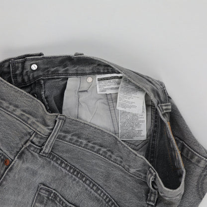 Levi's 501® Grey Distressed Denim High Waisted Shorts L W30 Vintage Style