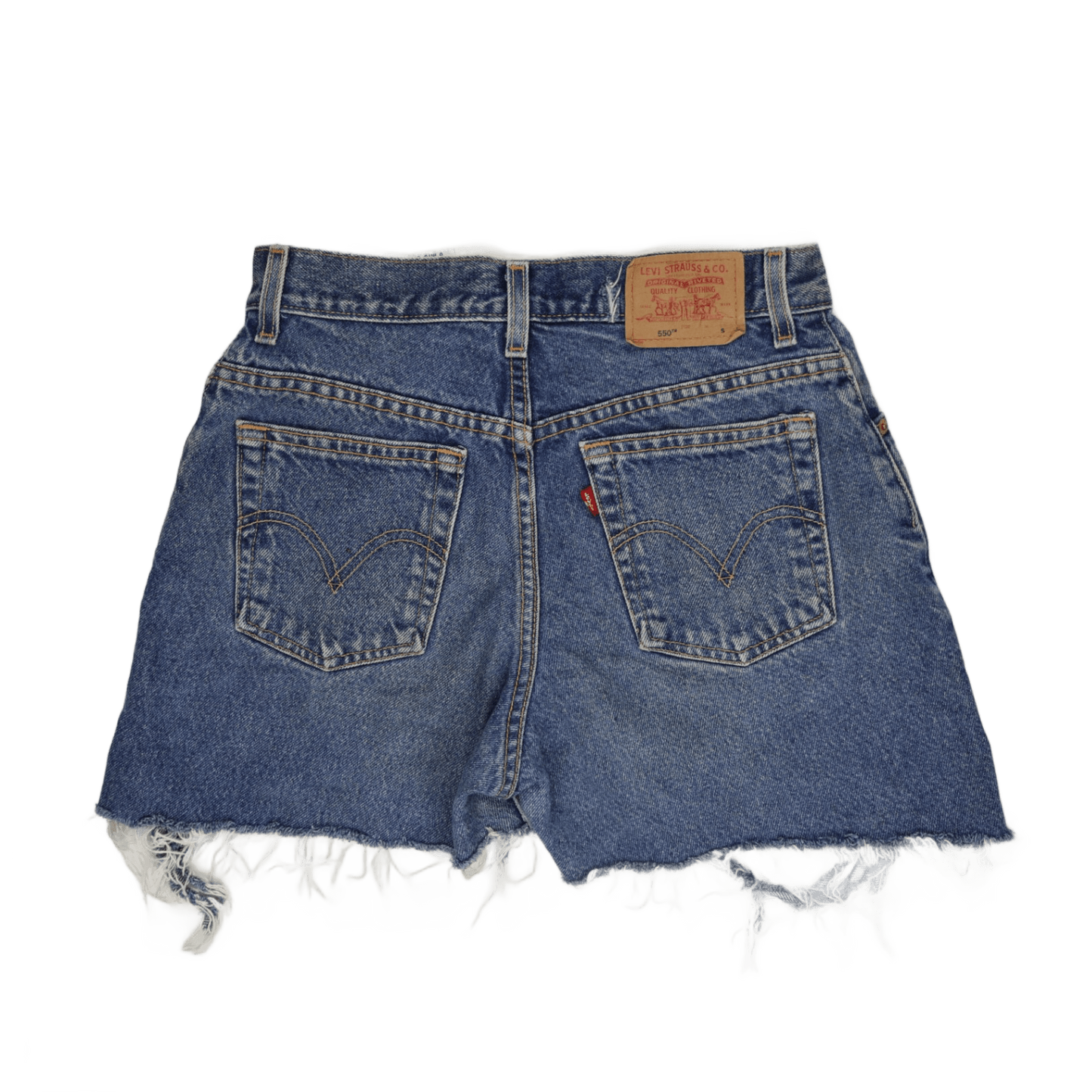 Levi's 550 Classic Relaxed Distressed Denim Shorts Blue Medium W32 Vintage Style
