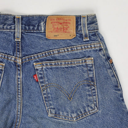 Levi's 550 Classic Relaxed Distressed Denim Shorts Blue Medium W32 Vintage Style
