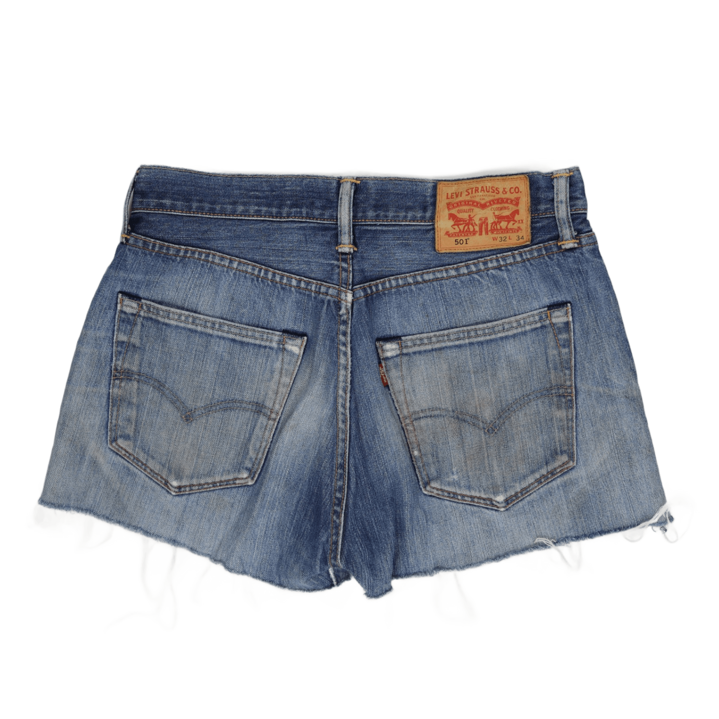 Levi's 501 Distressed High Waisted Denim Shorts W32 Blue Vintage Cut Off