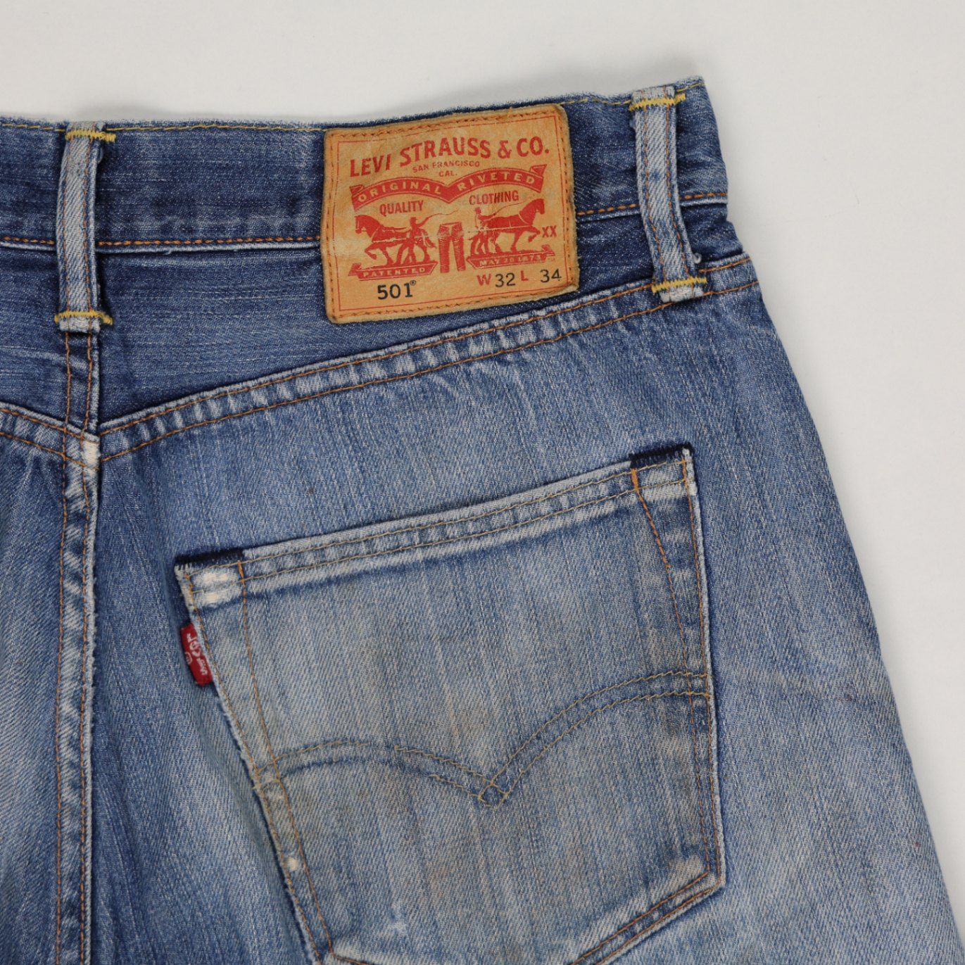 Levi's 501 Distressed High Waisted Denim Shorts W32 Blue Vintage Cut Off