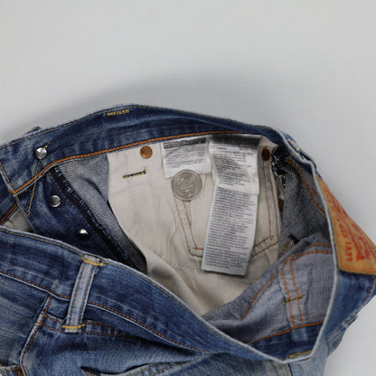 Levi's 501 Distressed High Waisted Denim Shorts W32 Blue Vintage Cut Off