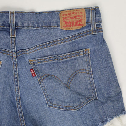Levi's Blue Denim Frayed Edge Mid-Rise Shorts - Classic Summer Style for Women - 100% Cotton, Size W28