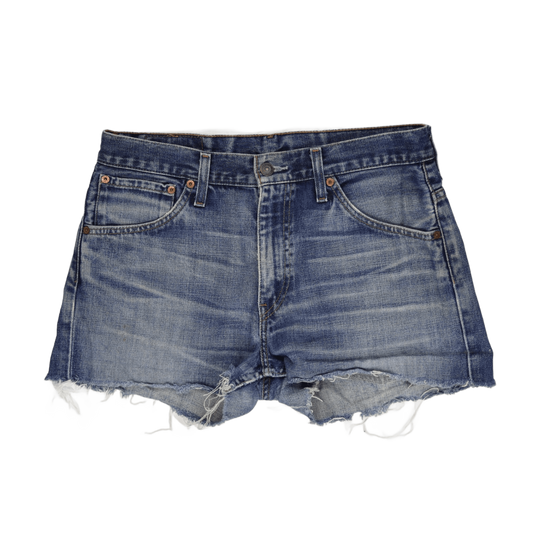 Levi's 501 Denim Cut-Off Shorts W32 Blue Distressed Vintage Style Raw Hem