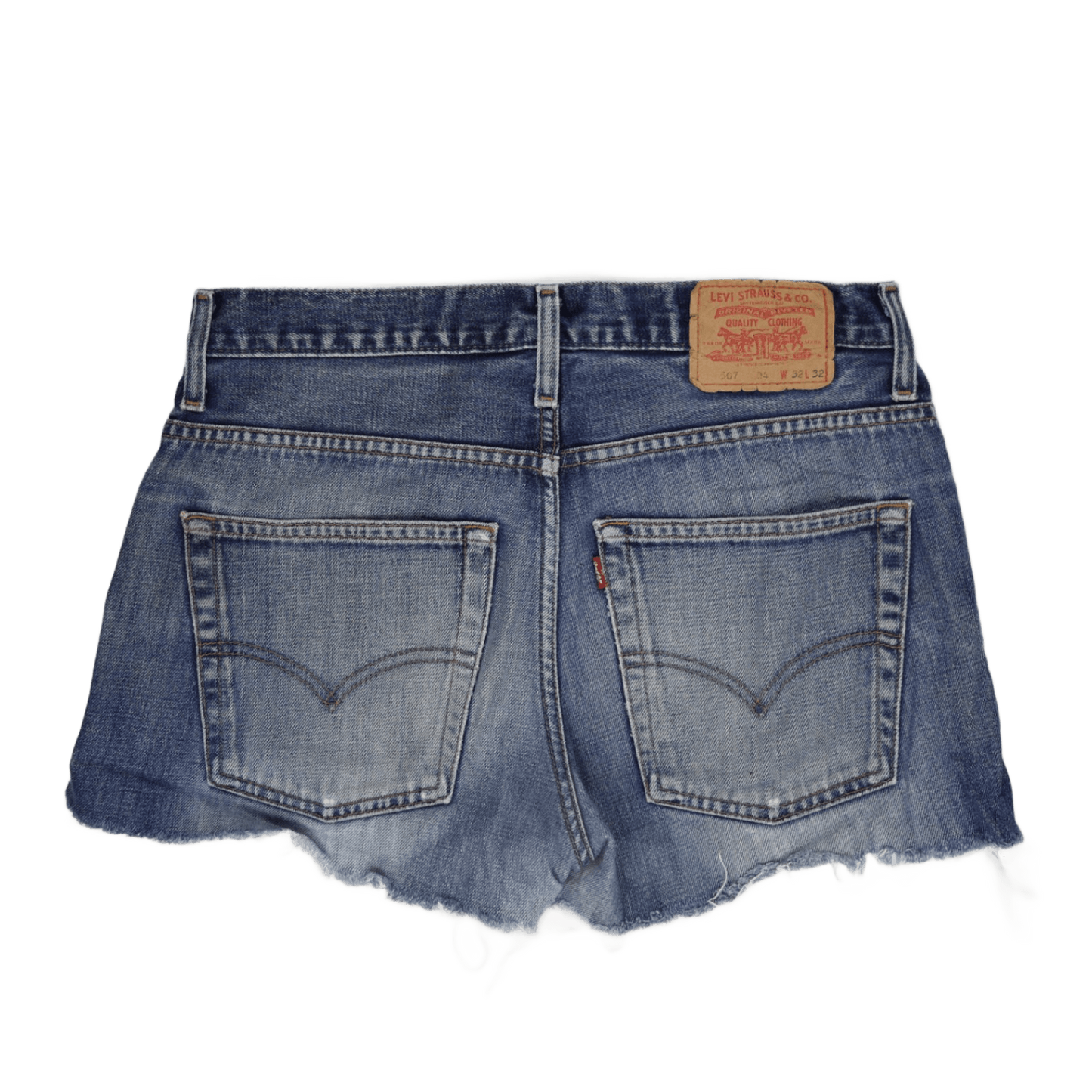 Levi's 501 Denim Cut-Off Shorts W32 Blue Distressed Vintage Style Raw Hem