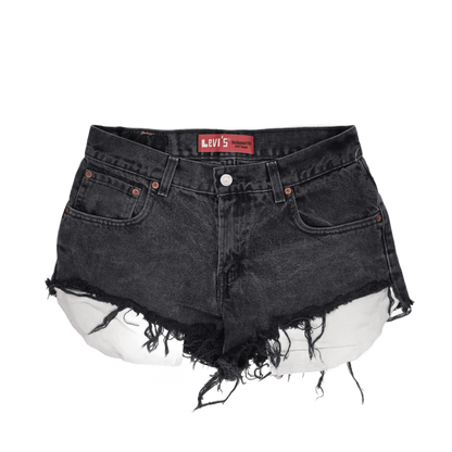Levi's 550 Black Denim Cut Off Shorts Relaxed Fit 30x26 Distressed Frayed Edges
