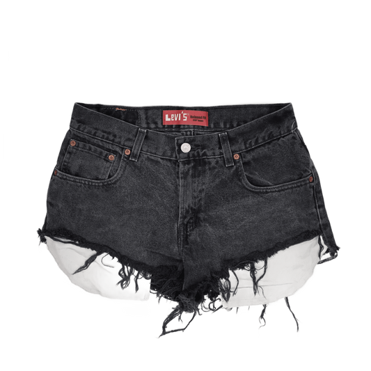 Levi's 550 Black Denim Cut Off Shorts Relaxed Fit 30x26 Distressed Frayed Edges