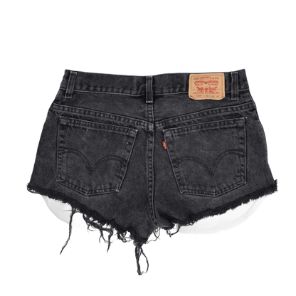 Levi's 550 Black Denim Cut Off Shorts Relaxed Fit 30x26 Distressed Frayed Edges