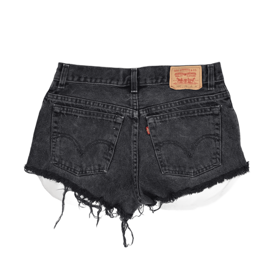 Levi's 550 Black Denim Cut Off Shorts Relaxed Fit 30x26 Distressed Frayed Edges
