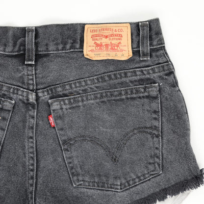 Levi's 550 Black Denim Cut Off Shorts Relaxed Fit 30x26 Distressed Frayed Edges