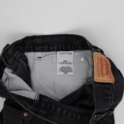 Levi's 550 Black Denim Cut Off Shorts Relaxed Fit 30x26 Distressed Frayed Edges
