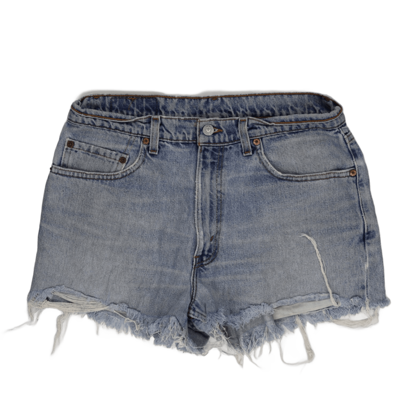Levi's 550 Mens Relaxed Fit Distressed Denim Shorts, W34 Classic Blue Cut Offs