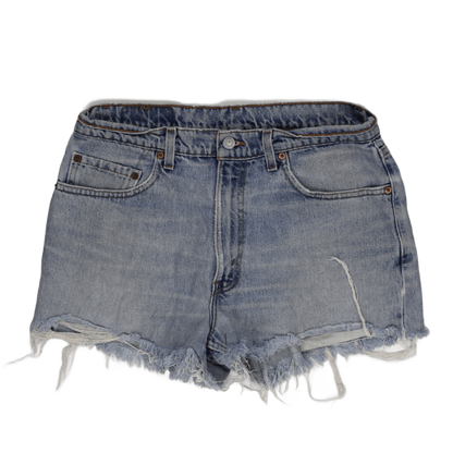 Levi's 550 Mens Relaxed Fit Distressed Denim Shorts, W34 Classic Blue Cut Offs