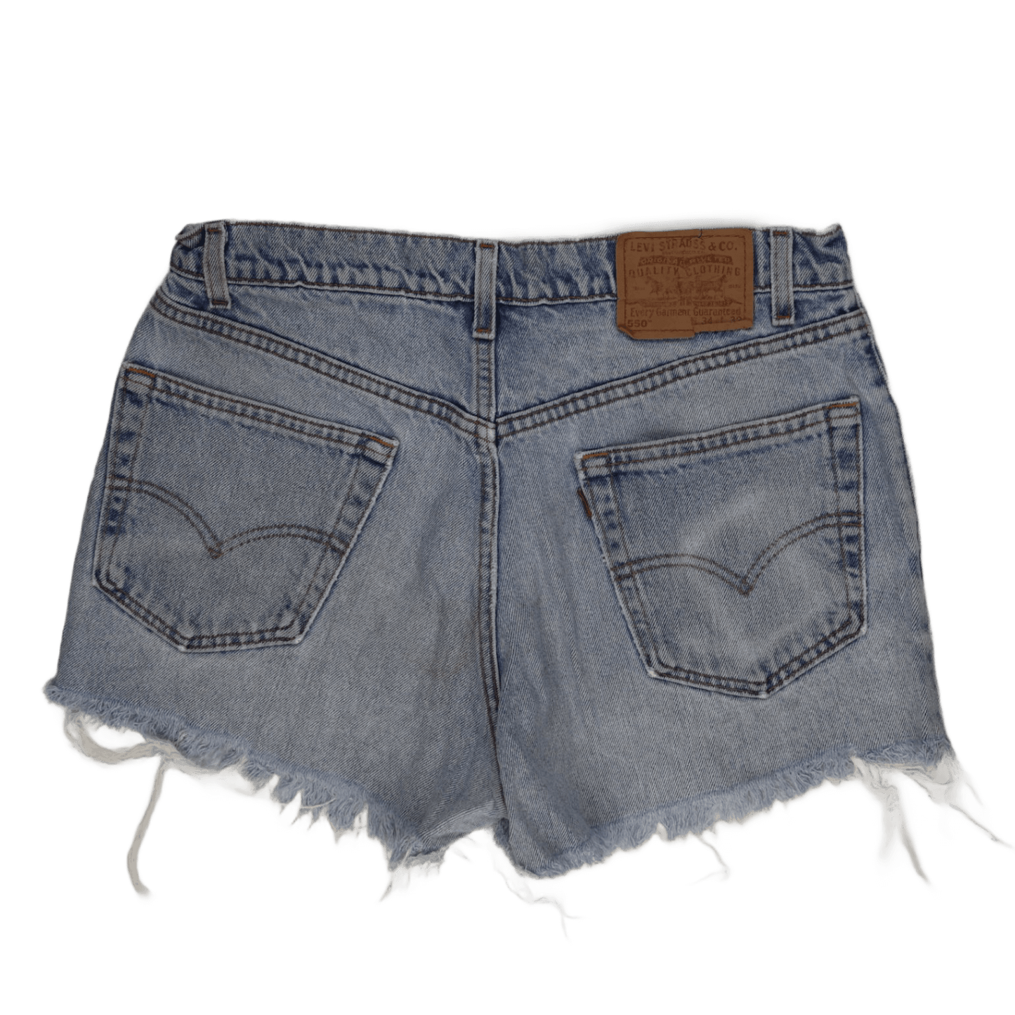 Levi's 550 Mens Relaxed Fit Distressed Denim Shorts, W34 Classic Blue Cut Offs