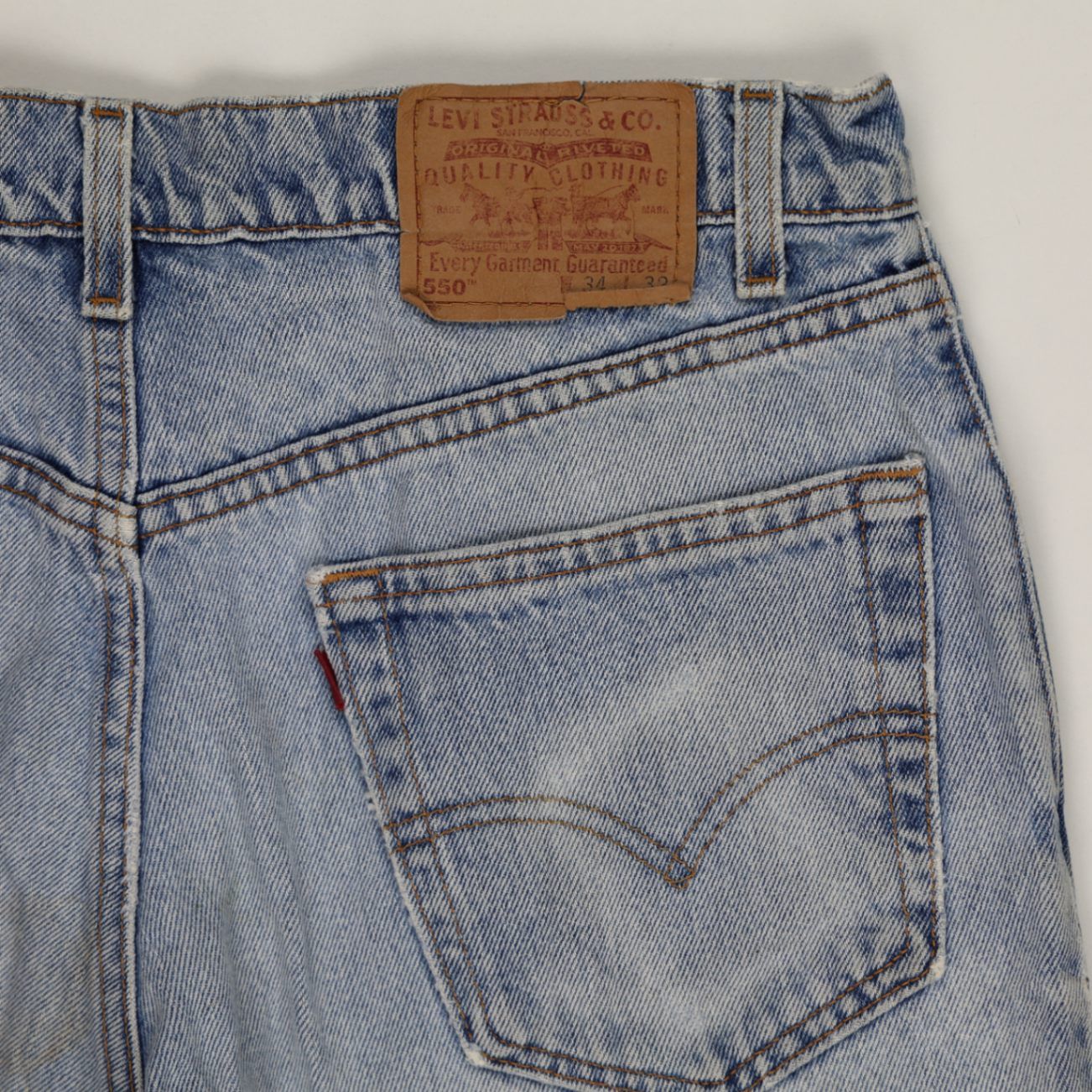 Levi's 550 Mens Relaxed Fit Distressed Denim Shorts, W34 Classic Blue Cut Offs