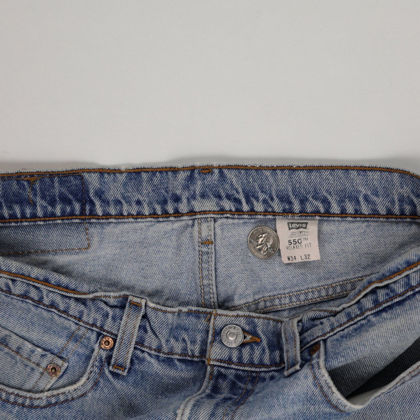 Levi's 550 Mens Relaxed Fit Distressed Denim Shorts, W34 Classic Blue Cut Offs