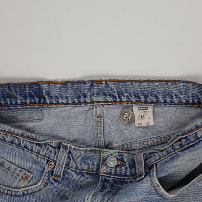 Levi's 550 Mens Relaxed Fit Distressed Denim Shorts, W34 Classic Blue Cut Offs