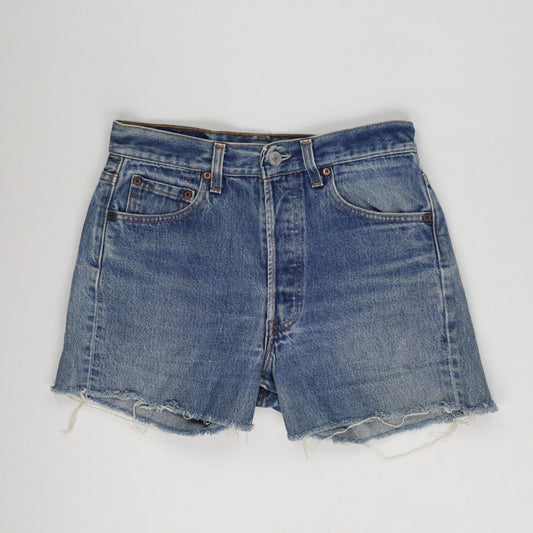Levi's 501 Denim Cut-Off High Waist Vintage Shorts 30W Classic Blue Distressed