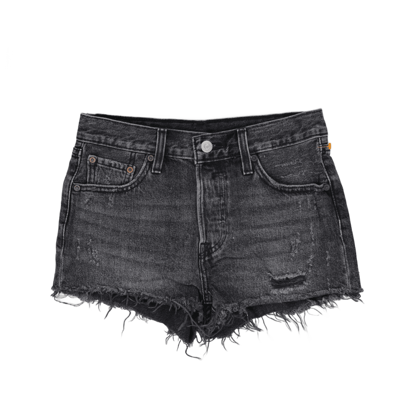 Levi's 501 Black Denim Distressed Frayed Hem Shorts W28 - Vintage Style