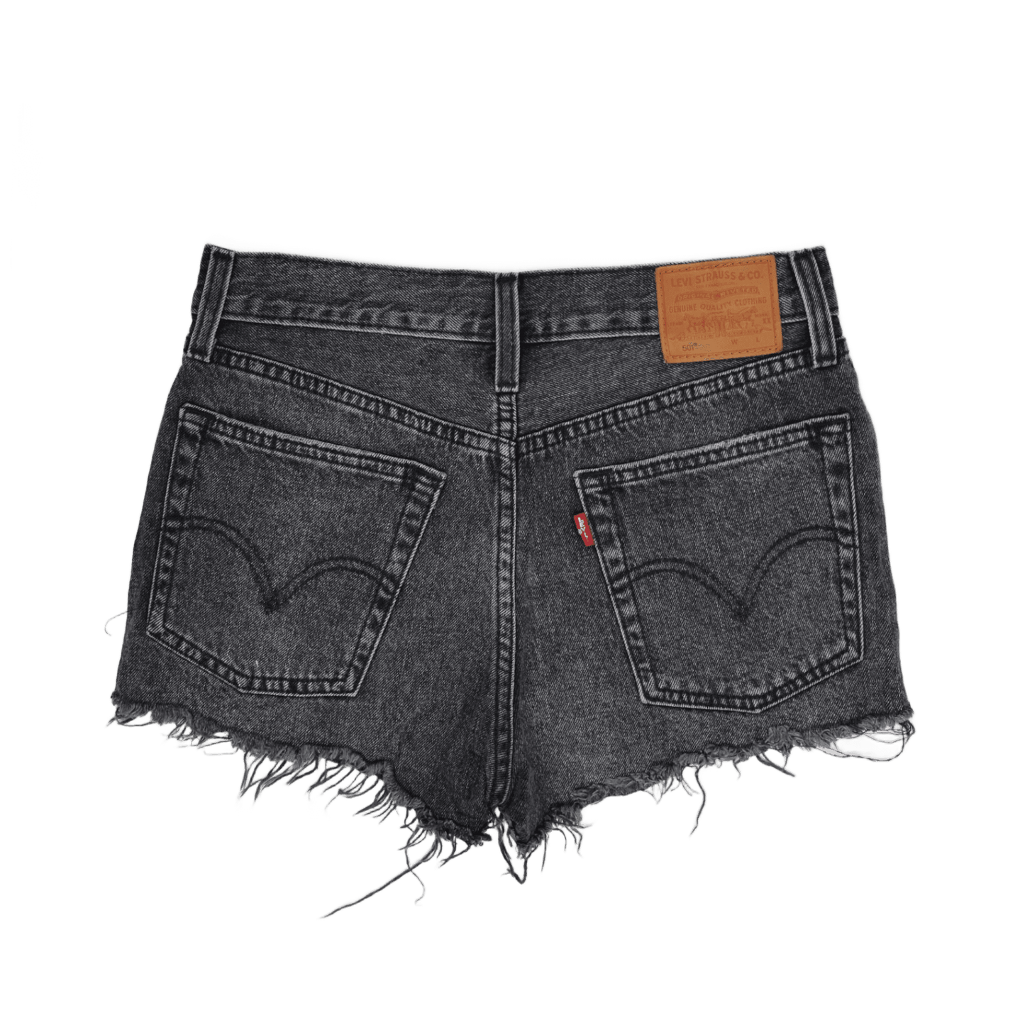 Levi's 501 Black Denim Distressed Frayed Hem Shorts W28 - Vintage Style
